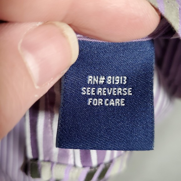 Robert Graham Shirt Mens XL Purple Black Stripe Button Long Sleeve Cotton Luxury - Picture 10 of 10